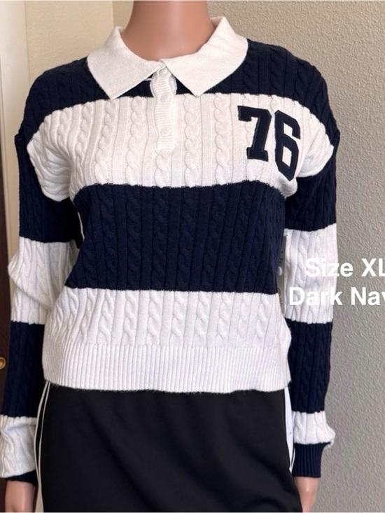 No Boundaries Sweaters - No Boundaries Women's Cable Knit Collared Pullover, XL